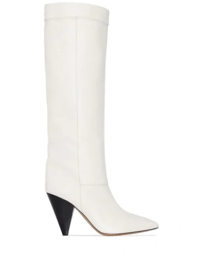 WHITE LOENS 90 KNEE-HIGH LEATHER BOOTS