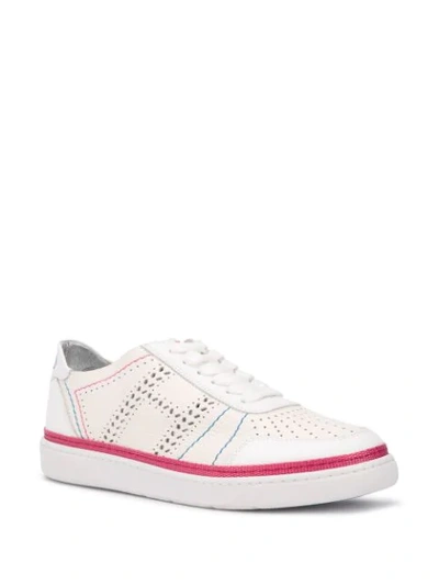 Shop Hogan H365 Perforated Low-top Sneakers In Neutrals