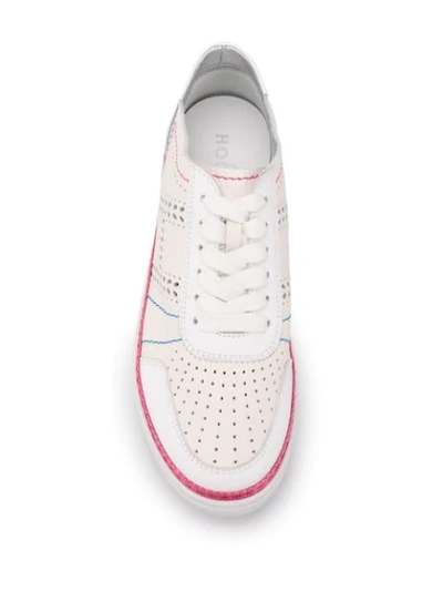Shop Hogan H365 Perforated Low-top Sneakers In Neutrals