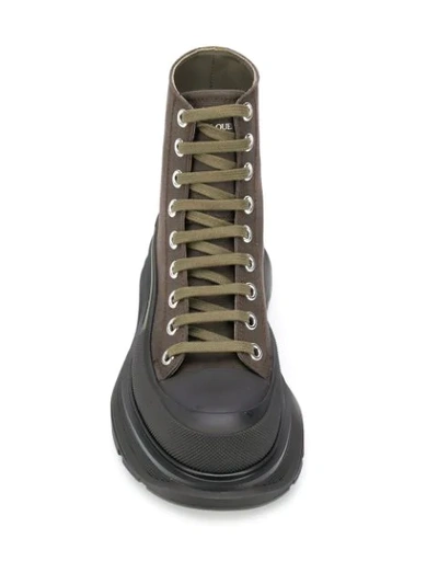 Shop Alexander Mcqueen Chunky Sole Lace-up Boots In Green
