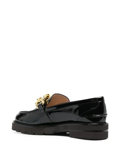 Shop Stuart Weitzman Chain-detail Leather Loafers In Black