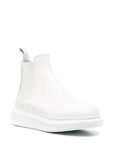 Shop Alexander Mcqueen Leather Chelsea Boots In White