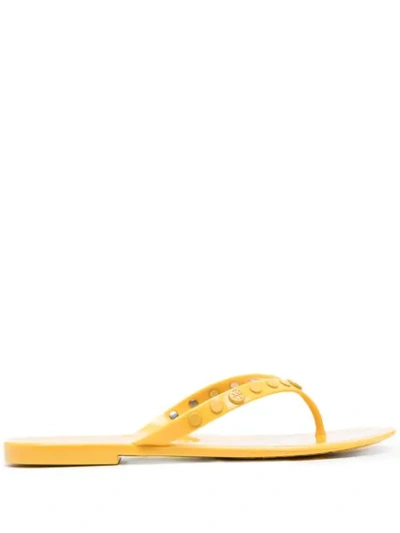 Shop Tory Burch Jelly Studded Flip-flops In Yellow