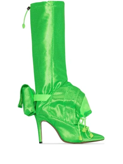Shop Christian Stone Geisha Backpack Knee-high Boots In Green