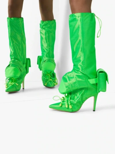 Shop Christian Stone Geisha Backpack Knee-high Boots In Green