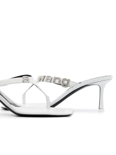 Shop Alexander Wang Ivy 65 Crystal Logo Sandals In White