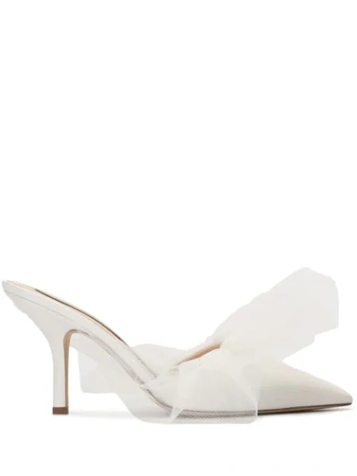 Shop Midnight 00 Tulle Ruffled Mules In White
