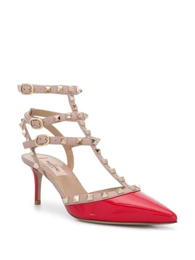 Shop Valentino Rockstud 65mm Caged Pumps In Red