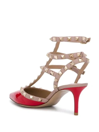 Shop Valentino Rockstud 65mm Caged Pumps In Red