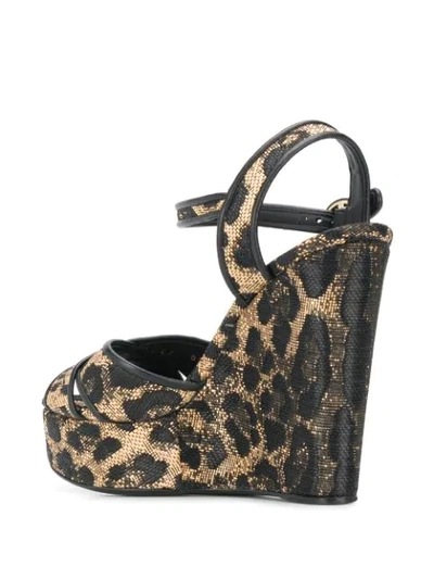 Shop Dolce & Gabbana Leopard Print Wedge Heels In Neutrals