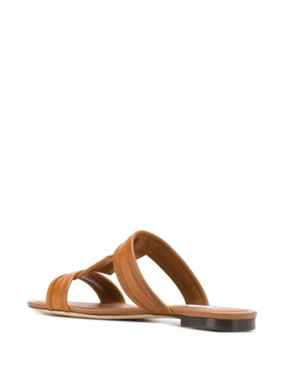 Shop Tod's Flat Leather Sandals In Brown