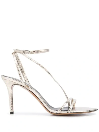 Shop Isabel Marant Axee Leather Sandals In Gold