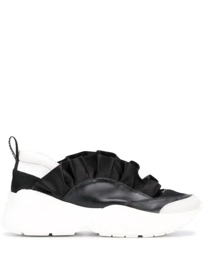 Shop Emilio Pucci Ruffled Low-top Sneakers In Black