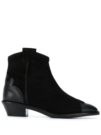 Shop See By Chloé Leather Panelled Ankle Boots In Black