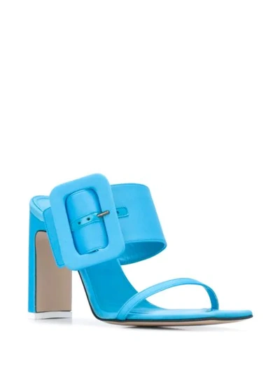 Shop Attico Buckled High-heel Mules In Blue