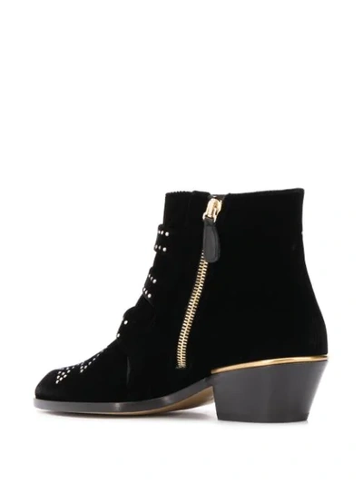 Shop Chloé Buckle Studded Ankle Boots In Black