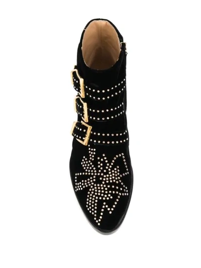 Shop Chloé Buckle Studded Ankle Boots In Black