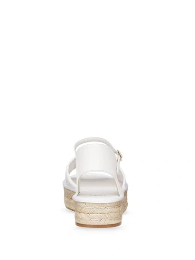 Shop Fendi Logo Embossed Platform Heel Sandals In White