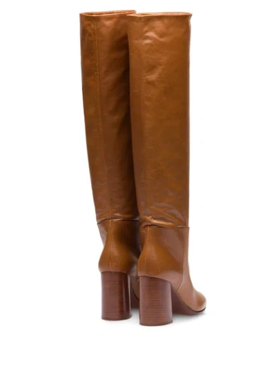 Shop Miu Miu Pull-on Knee Length 85mm Boots In Brown