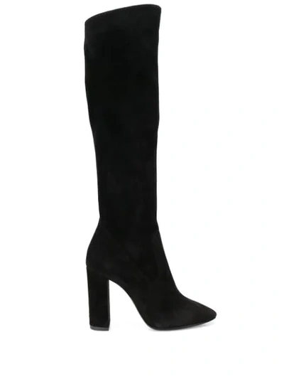 Shop Saint Laurent Lou 105 Knee-high Boots In Black