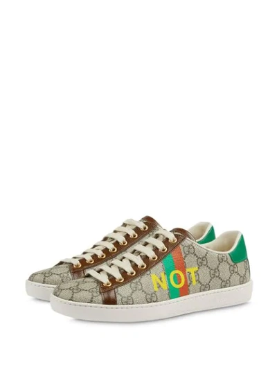 Shop Gucci 'fake/not' Print Ace Sneakers In Neutrals