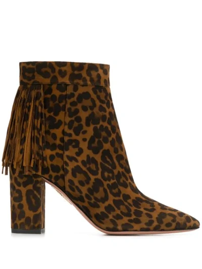 Shop Aquazzura Regent Leopard-print Ankle Boots In Brown