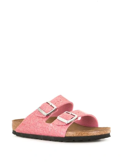 Shop Birkenstock Arizona Double-buckle Glitter Sandals In Pink