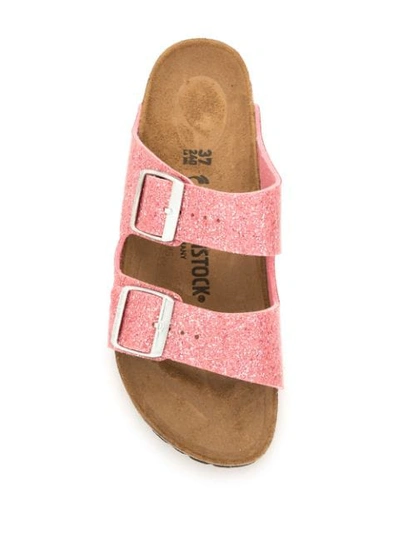 Shop Birkenstock Arizona Double-buckle Glitter Sandals In Pink