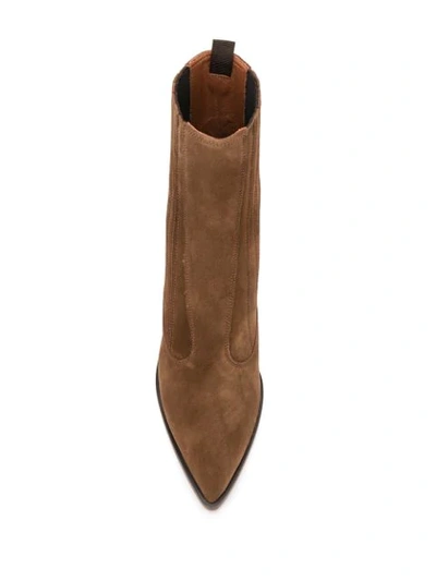 L'autre Chose Block-heel Point Toe Boots In Brown