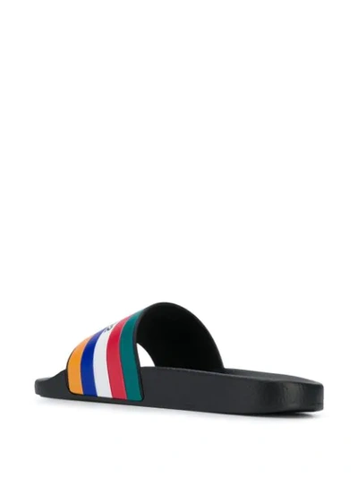 Shop Dsquared2 Striped Logo Slides In Orange