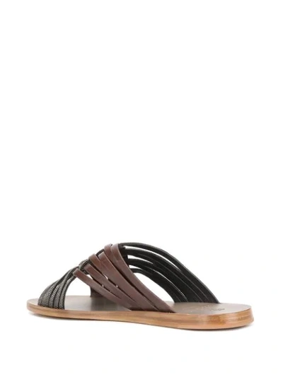 Shop Brunello Cucinelli Woven Strap Sandals In Brown