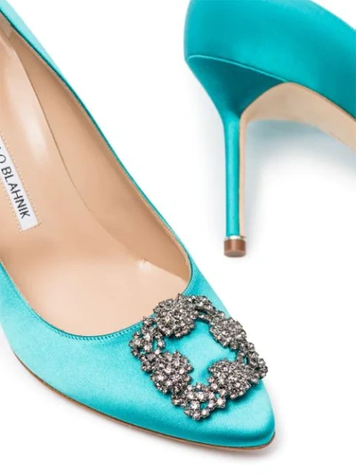 Shop Manolo Blahnik Hangisi 90 Pumps In Blue