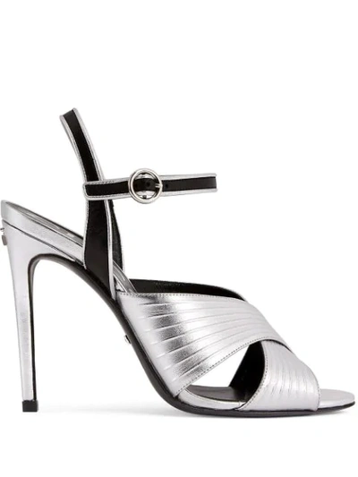 Shop Gucci Leather Sandals In Silver