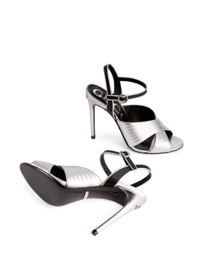 Shop Gucci Leather Sandals In Silver
