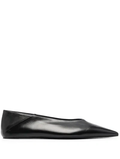 Shop Jil Sander Pointed-toe Ballerina Shoes In Black