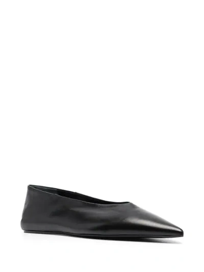 Shop Jil Sander Pointed-toe Ballerina Shoes In Black