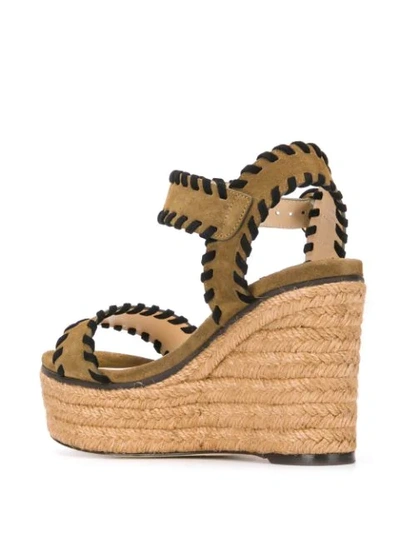 Shop Jimmy Choo Abigail 100mm Wedge Sandals In Green