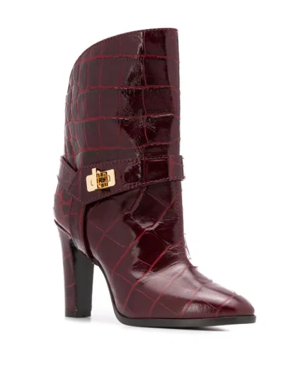 Shop Givenchy Eden Crocodile-effect Boots In Red