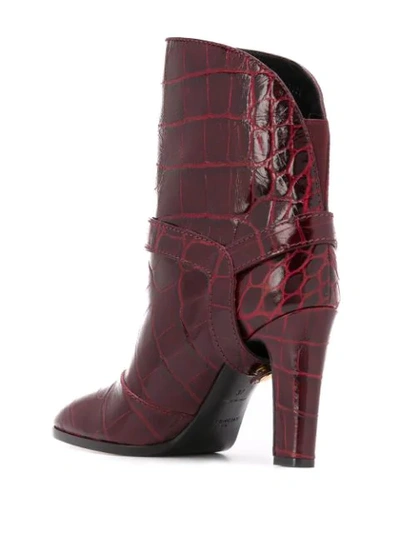 Shop Givenchy Eden Crocodile-effect Boots In Red