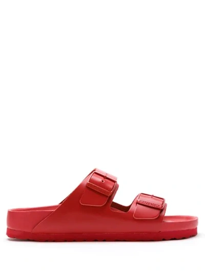 Shop Valentino Double-buckle Slip-on Slides In Red