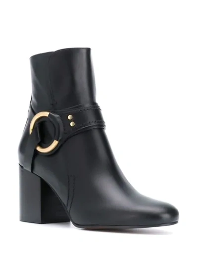 Chloé Ring Detail Leather Boots In Black