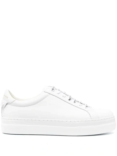 Shop Givenchy Logo-lace Low-top Sneakers In White