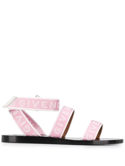 Shop Givenchy Logo Strap Flat Sandals In Pink