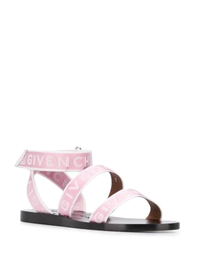 Shop Givenchy Logo Strap Flat Sandals In Pink