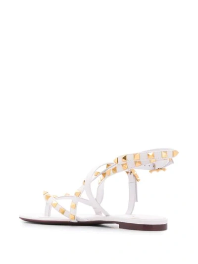 Shop Valentino Rockstud Flair Sandals In White