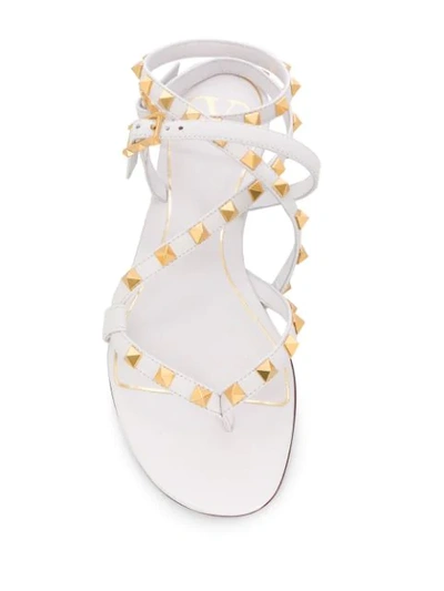 Shop Valentino Rockstud Flair Sandals In White