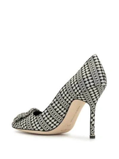 Shop Manolo Blahnik Hangisi Jacquard Pumps In Silver