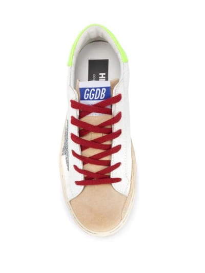 Shop Golden Goose Hi-star Distressed Sneakers In White