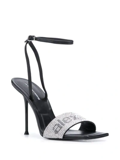 Shop Alexander Wang Crystal Strap Logo Sandals In Black