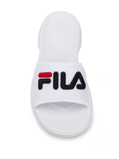 Shop Fila Disruptor Logo-embroidered Sliders In White